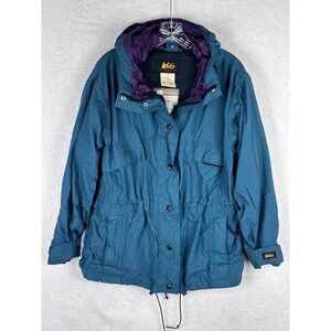 REI Elements Teal Women's Hooded‎ Jacket Detachable Hood Zipper Size 8